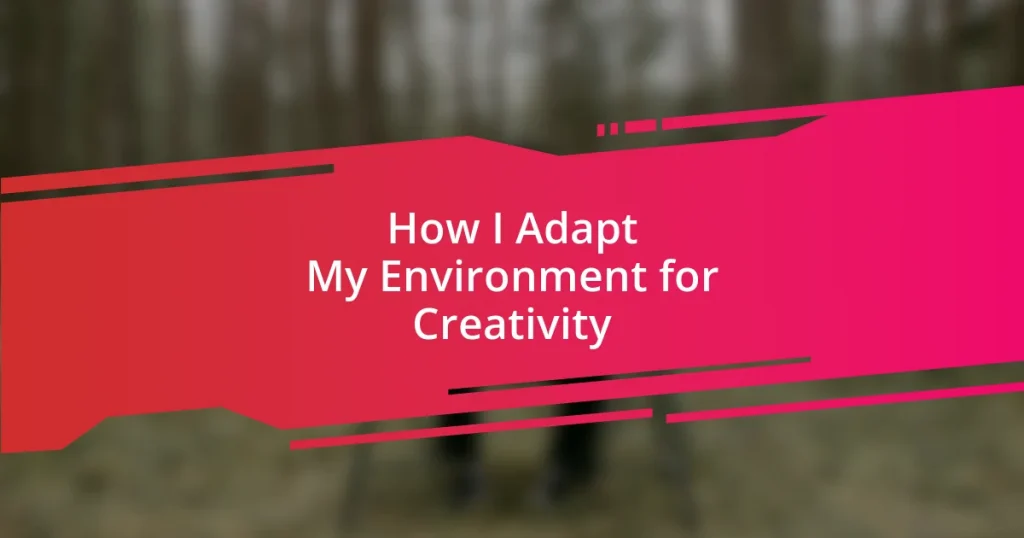 How I Adapt My Environment for Creativity