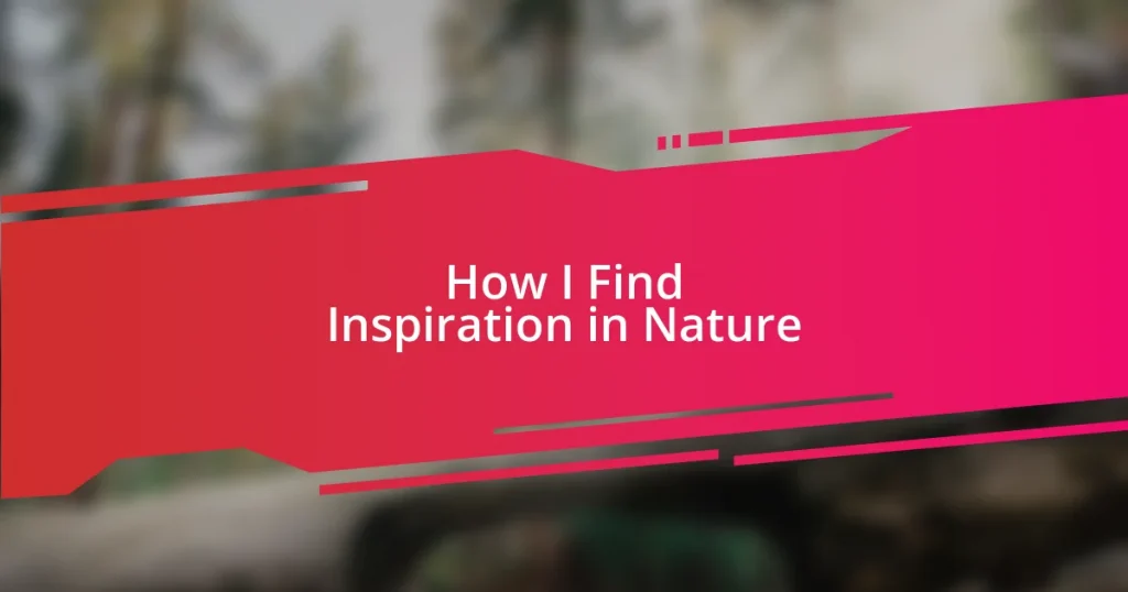 How I Find Inspiration in Nature